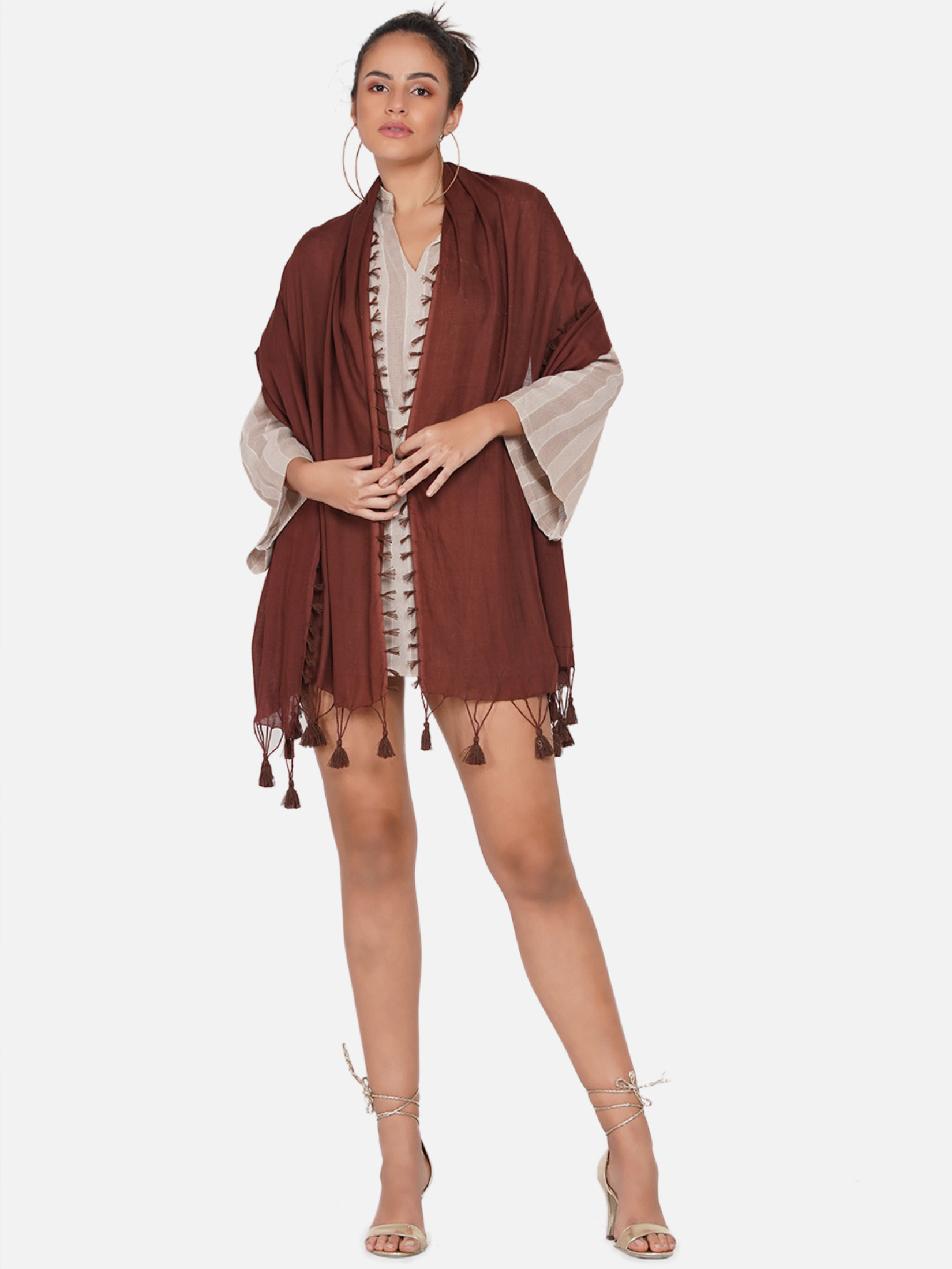 BrownViscoseSolidScarfwithTassels_1