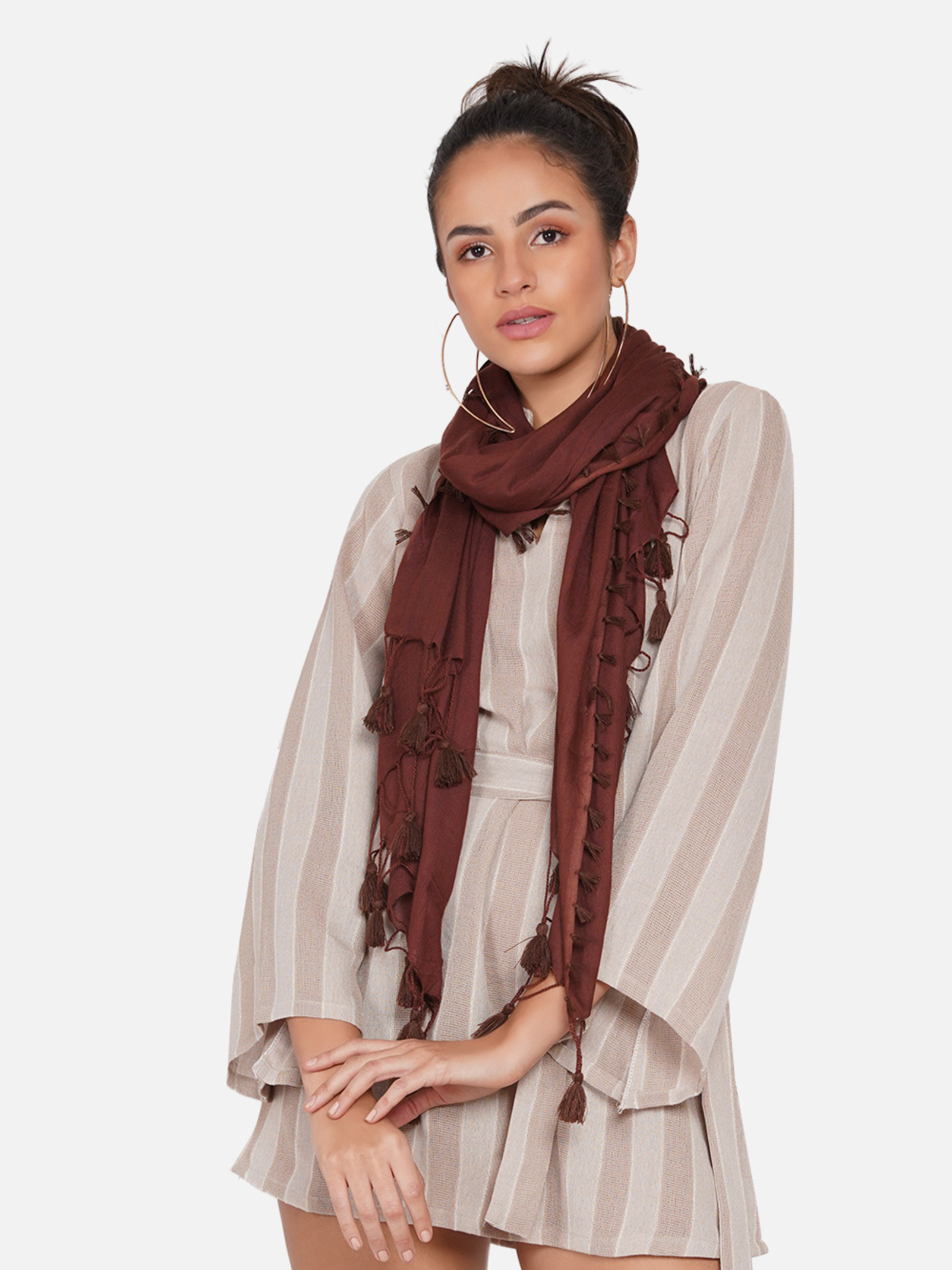 BrownViscoseSolidScarfwithTassels_2