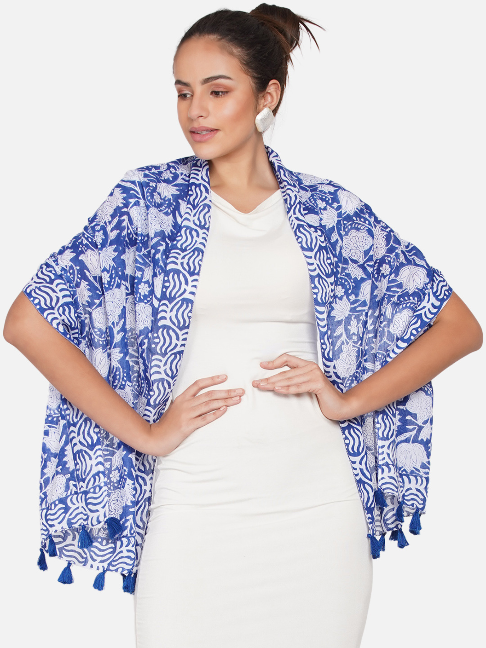 FLORALPRINTCOTTONSCARFWITHTASSELS